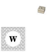 Bloemen geometrisch patroon lijst rond monogram rubberstempel (Gestempeld)