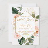 Bloemen Geometrische Bruids Douche Uitnodiging (Voorkant)