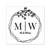 Bloemen geometrische FRM paar bruiloft 2 Initiaal Zelfinktende Stempel (Design)