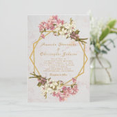 Bloemen Geometrische Marmer Goud en Orchideeën Bru Kaart (Staand voorkant)