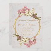 Bloemen Geometrische Marmer Goud en Orchideeën Bru Kaart (Voorkant / Achterkant)