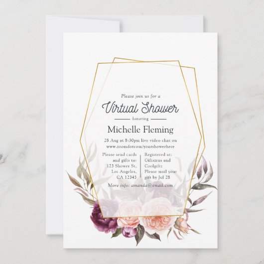 Bloemen Geometrische virtuele douche Kaart (Voorkant)