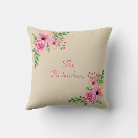 Bloemen gepersonaliseerd kussen (Achterkant)