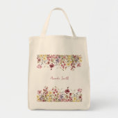 Bloemen Gepersonaliseerd Naam Bloemen Tote Bag (Voorkant)