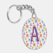 Bloemen gepersonaliseerde acryl Sleutelhanger (Voorkant Links)