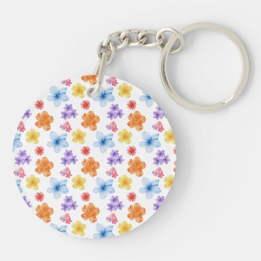 Bloemen gepersonaliseerde acryl Sleutelhanger (Achterkant)