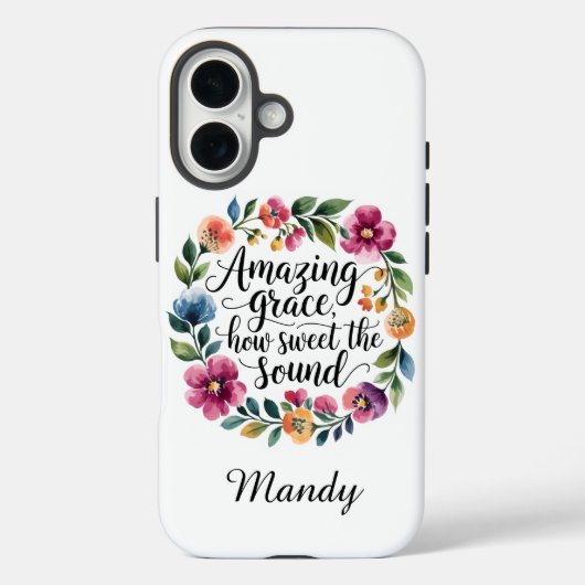 Bloemen gepersonaliseerde Amazing Grace Case-Mate iPhone Case (Achterkant)