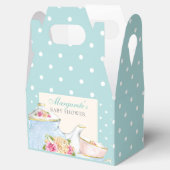 Bloemen Gepersonaliseerde Baby Tea Shower Polka do Bedankdoosjes (Geopend)