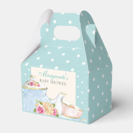 Bloemen Gepersonaliseerde Baby Tea Shower Polka do Bedankdoosjes