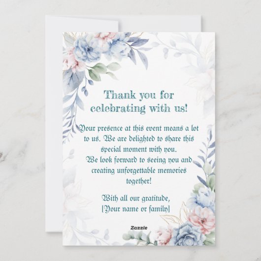 Bloemen gepersonaliseerde bruiloft uitnodigingen (Achterkant)