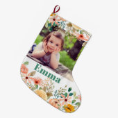 Bloemen gepersonaliseerde dochter zoon kleinkind f grote kerstsok (Voorkant (Hangend))