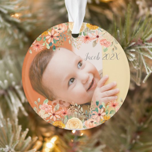 Bloemen gepersonaliseerde dochter zoon kleinkind f ornament (Boom)