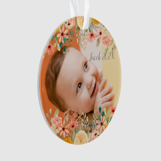 Bloemen gepersonaliseerde dochter zoon kleinkind f ornament (voorkant)