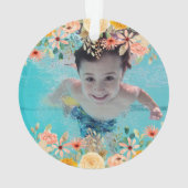 Bloemen gepersonaliseerde dochter zoon kleinkind f ornament (achterkant)