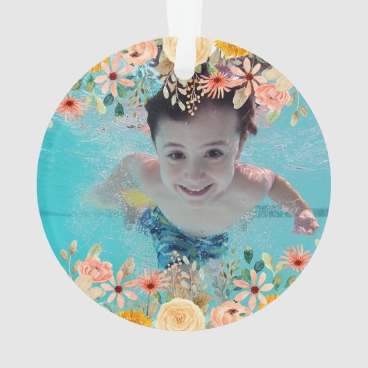 Bloemen gepersonaliseerde dochter zoon kleinkind f ornament (achterkant)