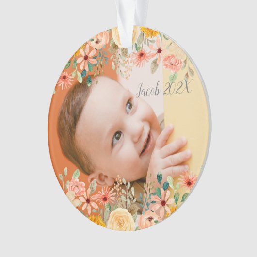 Bloemen gepersonaliseerde dochter zoon kleinkind f ornament (voorkant)