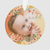 Bloemen gepersonaliseerde dochter zoon kleinkind f ornament (voorkant)