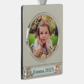 Bloemen gepersonaliseerde dochter zoon kleinkind f verzilverd banner ornament (Rechts)