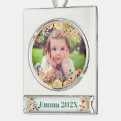 Bloemen gepersonaliseerde dochter zoon kleinkind f verzilverd banner ornament (Links)