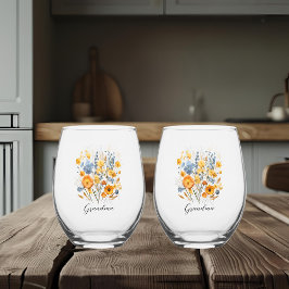 Bloemen Gepersonaliseerde Drinkware Set voor Oma Wijnglas Zonder Voet