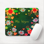 Bloemen Gepersonaliseerde Groene Leraar Mousepad Muismat (Met muis)