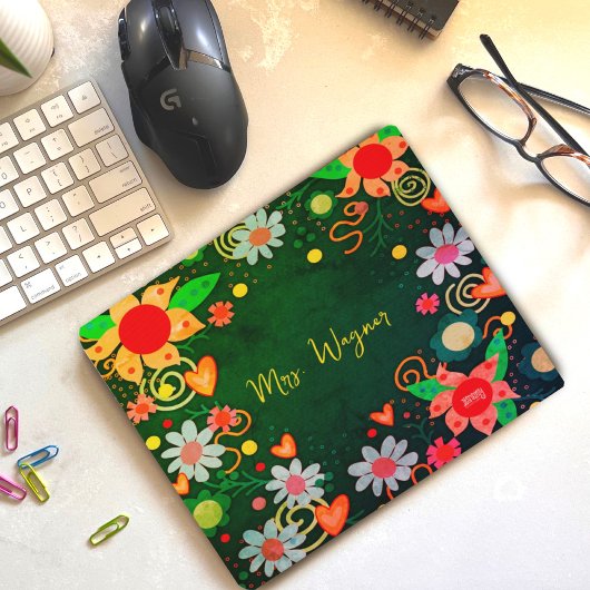 Bloemen Gepersonaliseerde Groene Leraar Mousepad Muismat