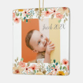 Bloemen Gepersonaliseerde Grootouders Kleinkind Fo Keramisch Ornament (Links)