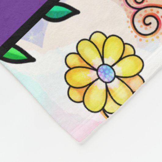 bloemen gepersonaliseerde naam fleece deken (Hoek)