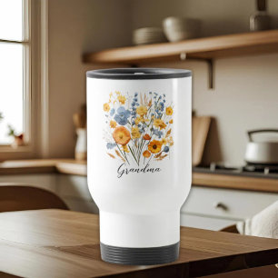 Bloemen gepersonaliseerde reismok voor oma reisbeker