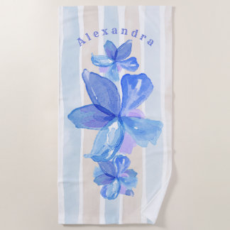 Bloemen gepersonaliseerde strandhanddoek strandlaken