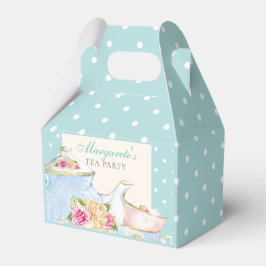 Bloemen gepersonaliseerde Tea Party Polka dot Bedankdoosjes