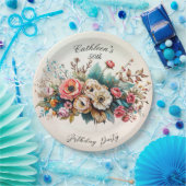 Bloemen gepersonaliseerde verjaardagsfeest Bord (Feest)