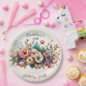 Bloemen gepersonaliseerde verjaardagsfeest Bord (Feest)