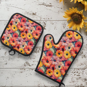 Bloemen Gerber Daisy Ovenwant & Pannenlap Set