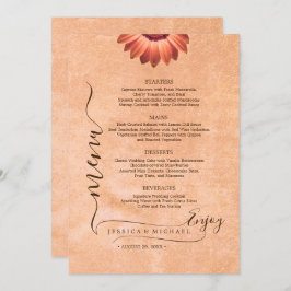 Bloemen Gerbera op Abstracte perzik bruiloft Menu