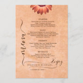 Bloemen Gerbera op Abstracte perzik bruiloft Menu (Voorkant)