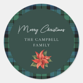 Bloemen geruit rustiek script Campbell Tartan Ronde Sticker