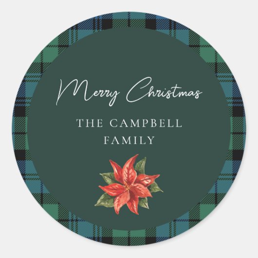 Bloemen geruit rustiek script Campbell Tartan Ronde Sticker (Voorkant)