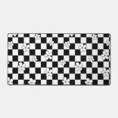 Bloemen geruit zwart-wit patroon bureaumat (Voorkant)