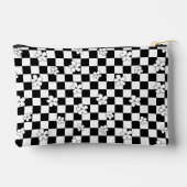 Bloemen geruit zwart-wit patroon etui (Achterkant)