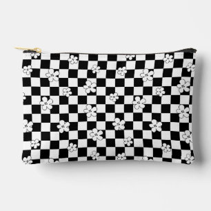Bloemen geruit zwart-wit patroon etui