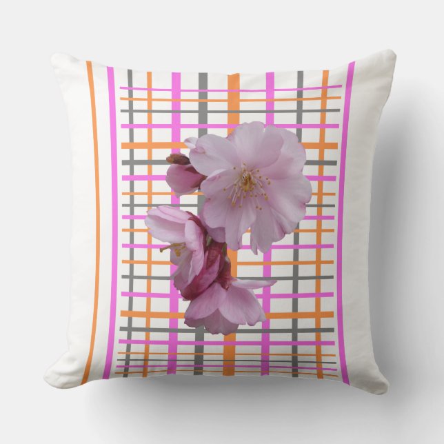 Bloemen Geruite Patroon Op Maat. Worp Kussen (Voorkant)
