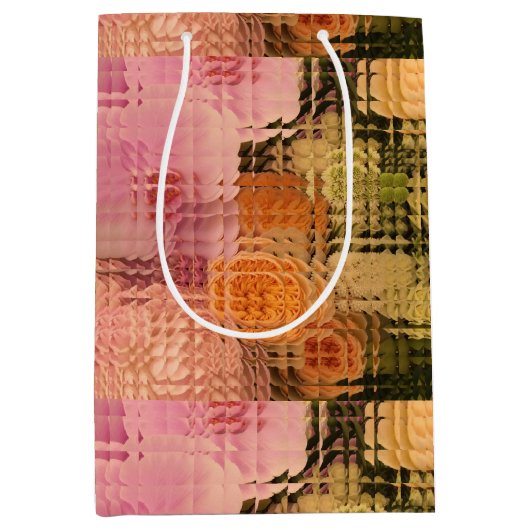 Bloemen geschenkzak, bruiloft geschenkzak, douche  medium cadeauzakje (Voorkant)