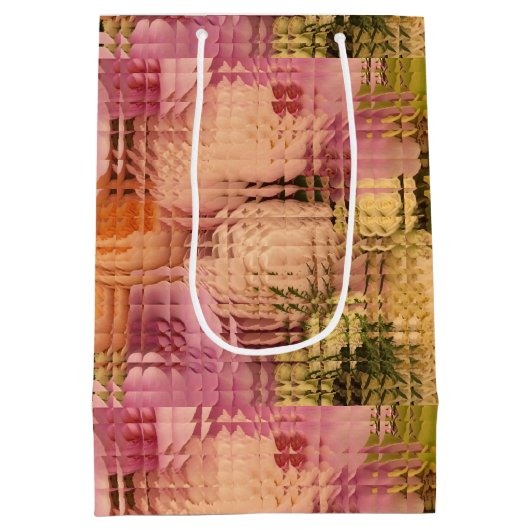 Bloemen geschenkzak, bruiloft geschenkzak, douche  medium cadeauzakje (Achterkant)