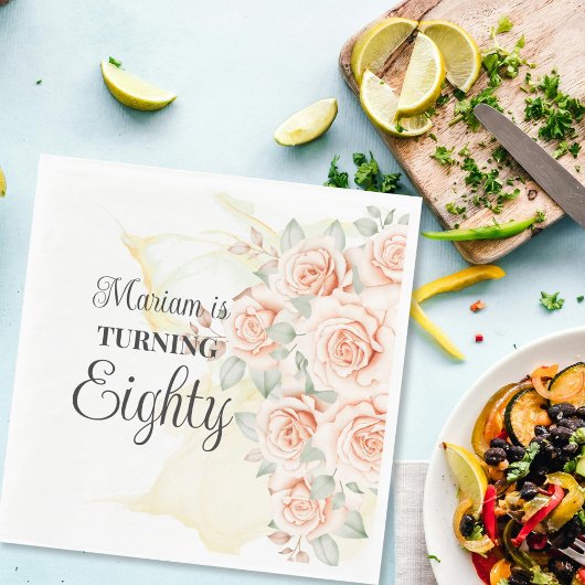 Bloemen geschilderd 80e verjaardag servet