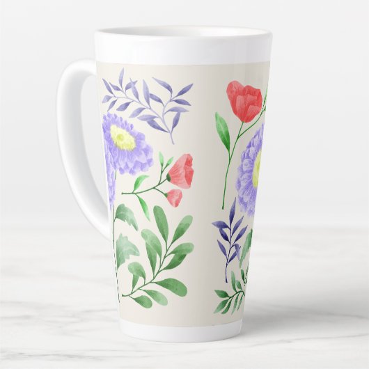 Bloemen geschilderd in waterverf latte mok (Linkerhoek)