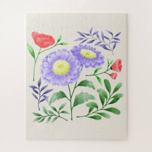 Bloemen geschilderd in waterverf legpuzzel