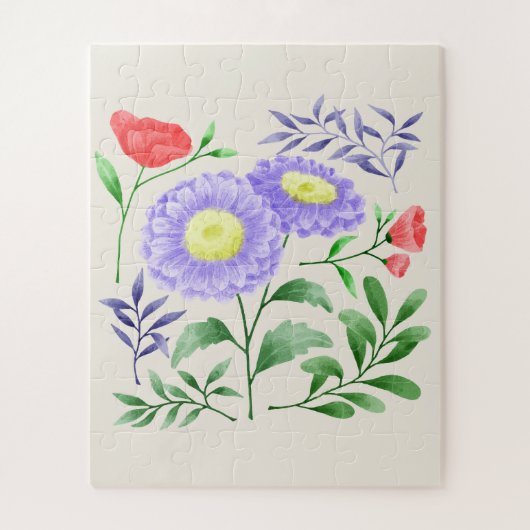 Bloemen geschilderd in waterverf legpuzzel (Verticaal)