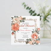 Bloemen geschilderd sinaasappel bruids douche uitn kaart (Staand voorkant)