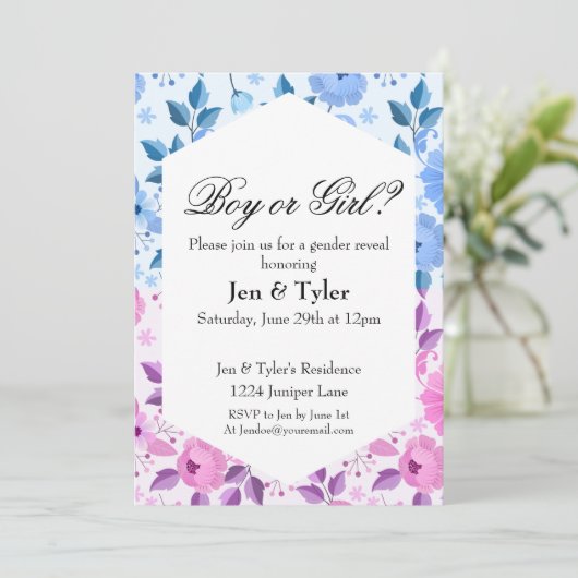 Bloemen Geslacht onthullen briefpapier Kaart (Staand voorkant)